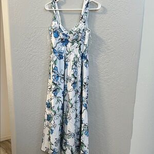 Blue and White Floral Maxi Dress